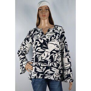 Crown & Ivy Women's‎ Floral Print Blouse Black & White Rayon India Size S